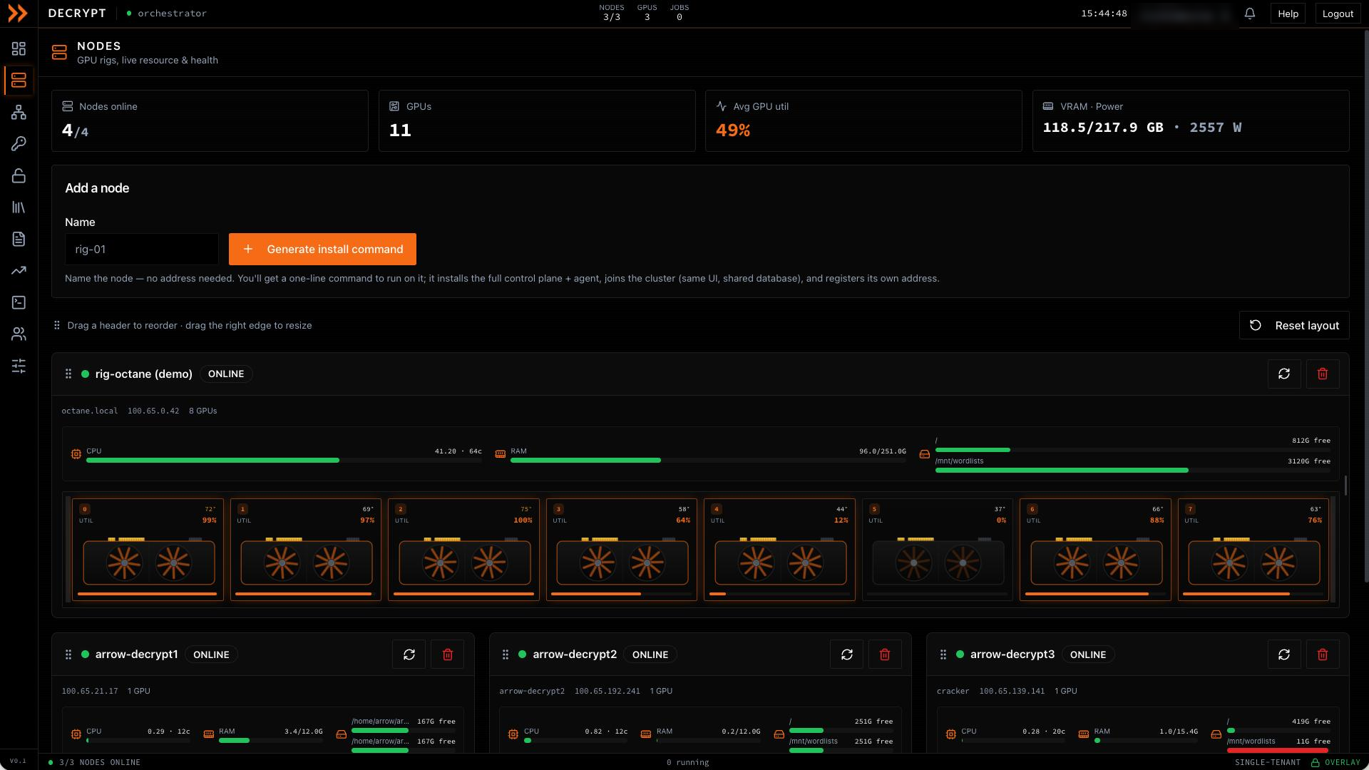 ARROW Decrypt Dashboard